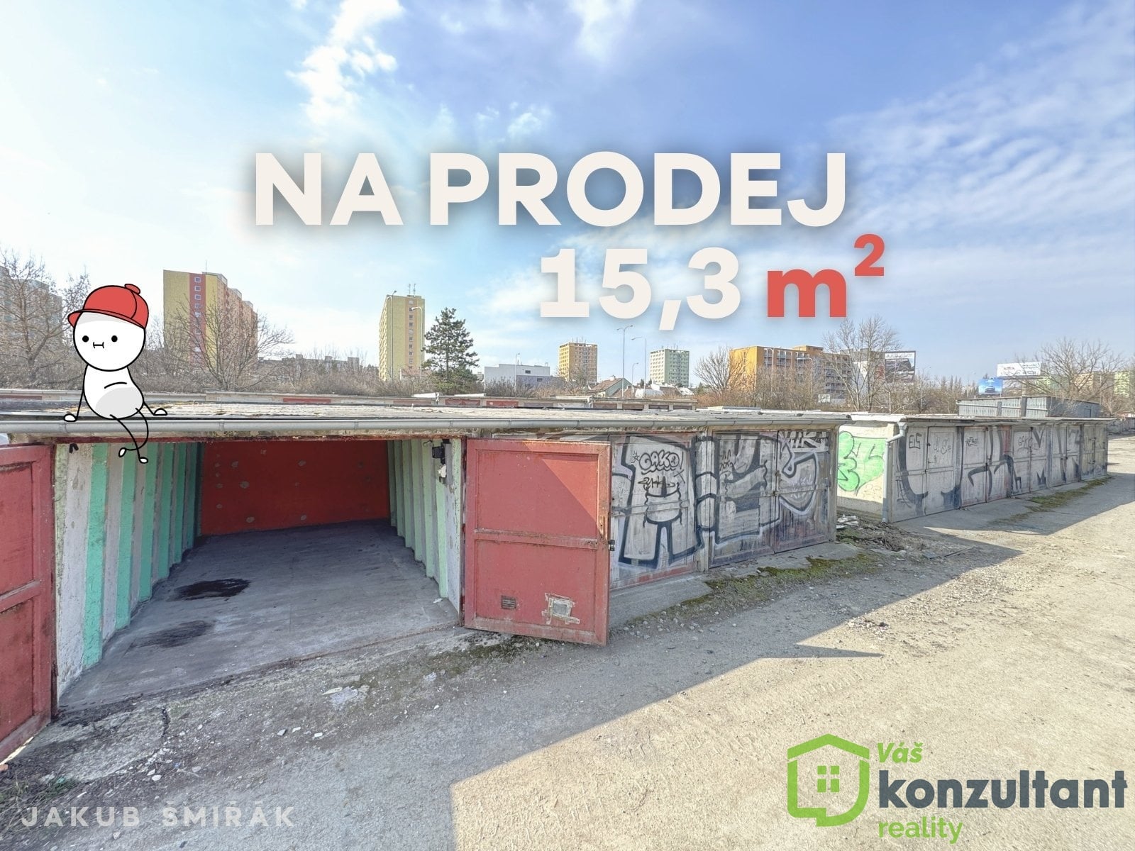 Prodej garáže – Královo Pole - 15,3 m2
