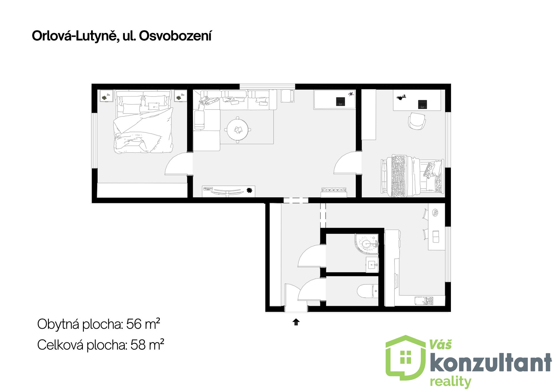 Půdorysy bytu 3+1