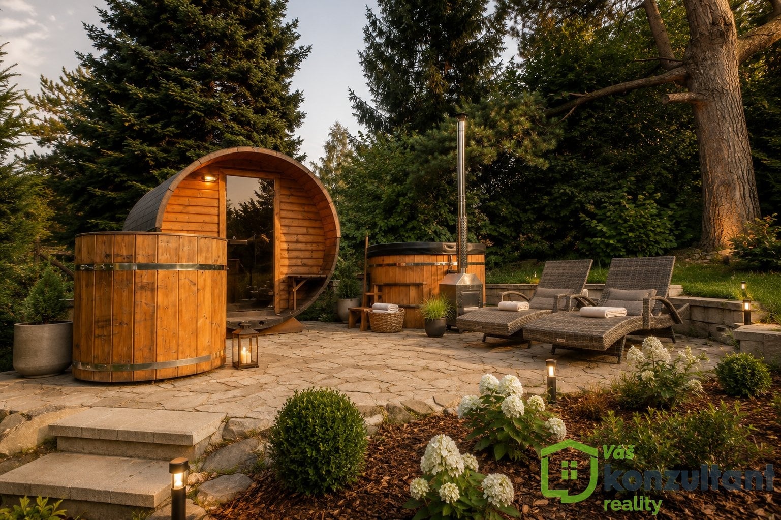 Wellness - sauna a ochlazovací sud