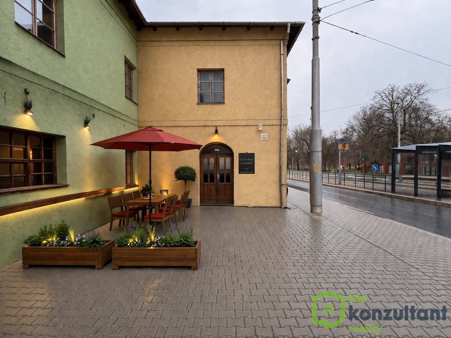 Vizualizace venkovního posezení Krčmy