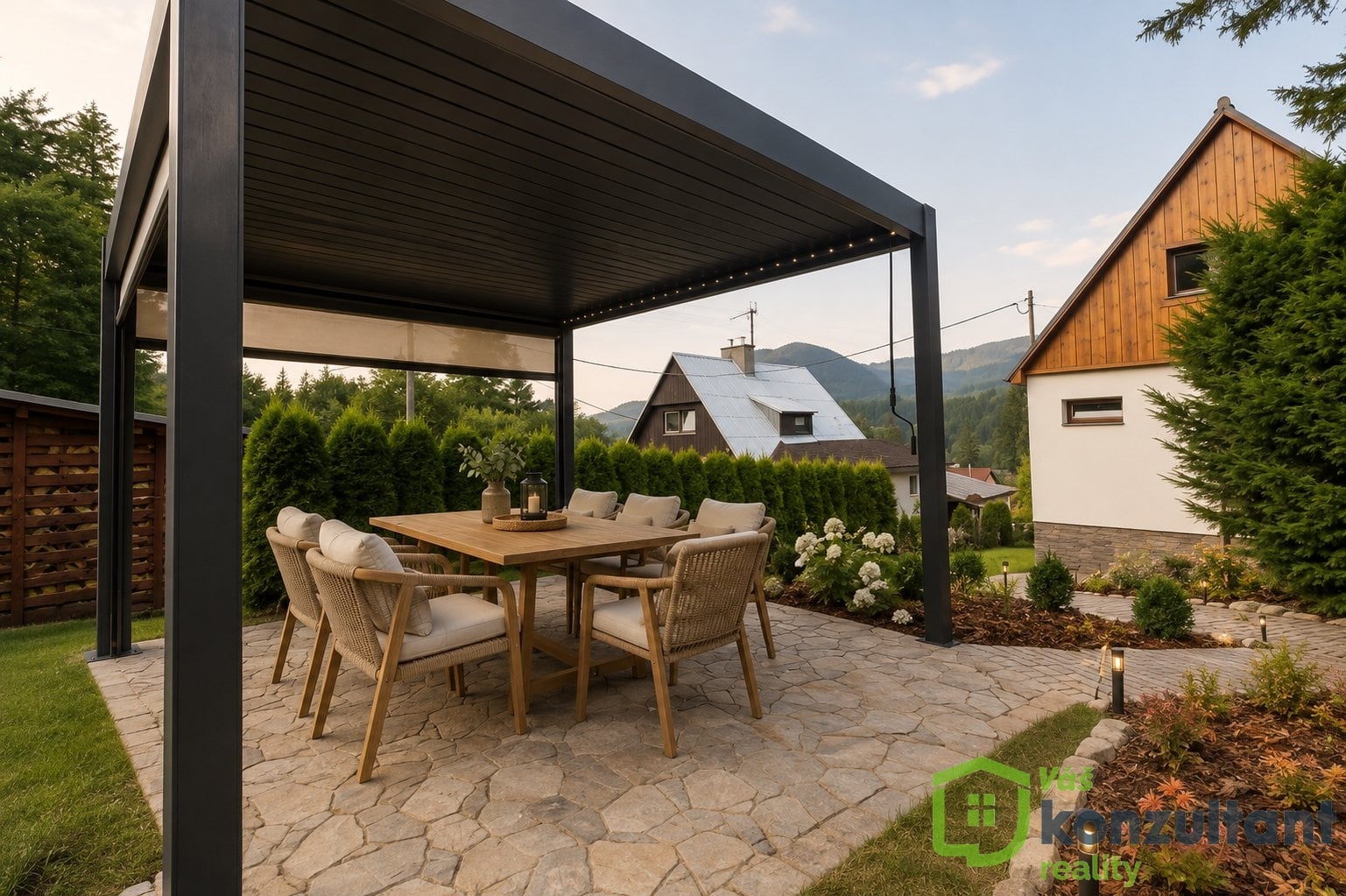 Pergola s posezením