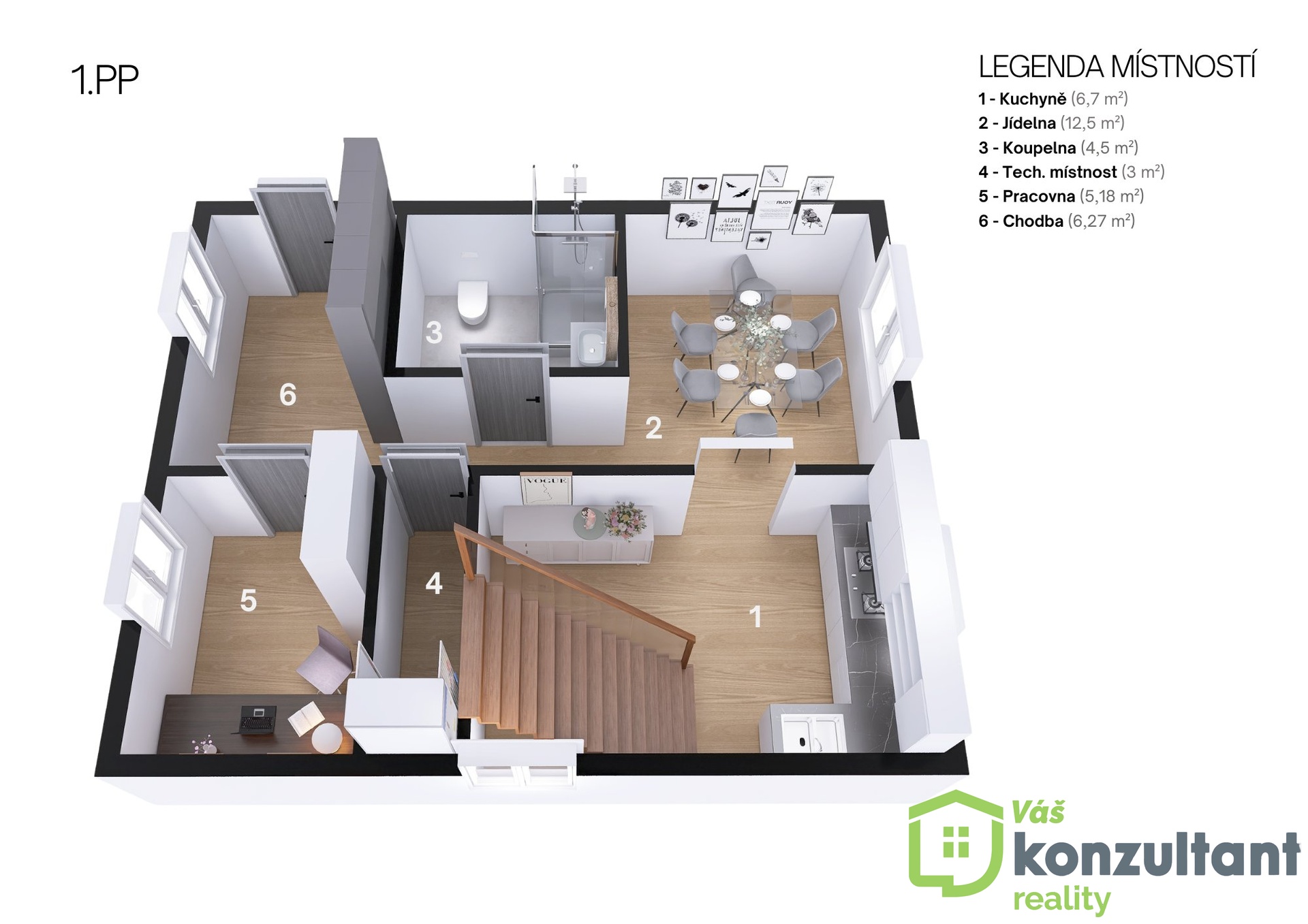 Legenda místností 1.PP